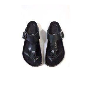 Birkenstock Women's Gizeh Big Buckle Black Leather Sandals Shoes Size EU…